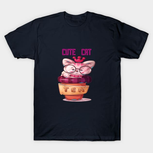 Cute Cat Animal Design T-Shirt by JeffDesign